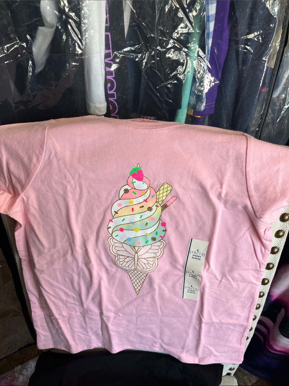 Cat & Jack Pink Ice Cream Cone Graphic Short Sleeve Tee